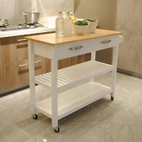 Streamdale Mobile Kitchen Island with Rubberwood Top