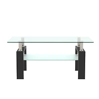 Modern Black Glass Coffee Table Set for Living Room