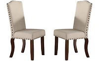 Streamdale Cream Upholstered Dining Chairs Set of 2 with Nailheads