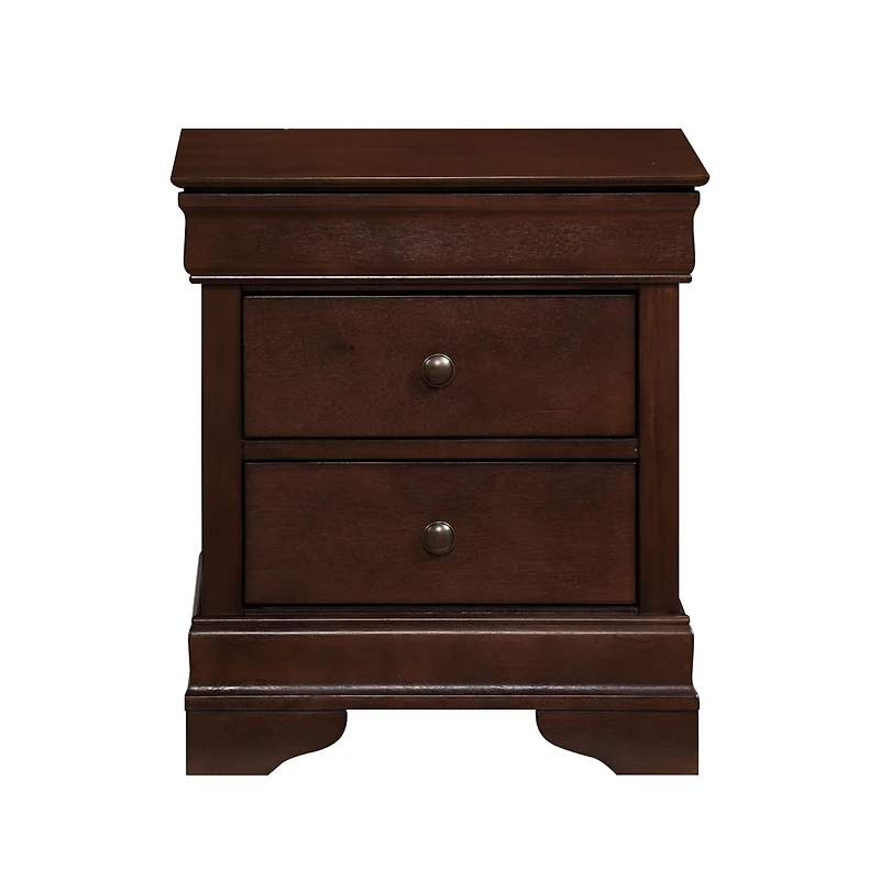 Simplie Fun Louis Philippe Style 1 Piece Nightstand Of Drawers Brown Cherry Finish Okume Veneer Bedroom Furniture