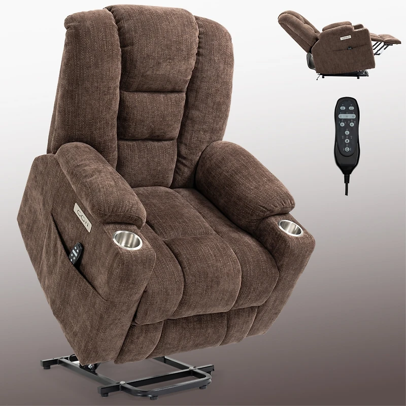 Streamdale Massage Recliner with Heat and Usb Ports for Elderly - Brown
