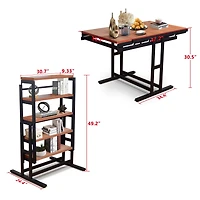 Streamdale Solid Mahogany Wood Dining Table with Space Saving Shelf