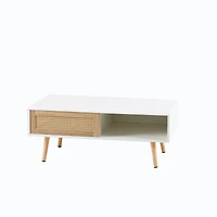 Streamdale 41.34" Rattan Coffee Table, White