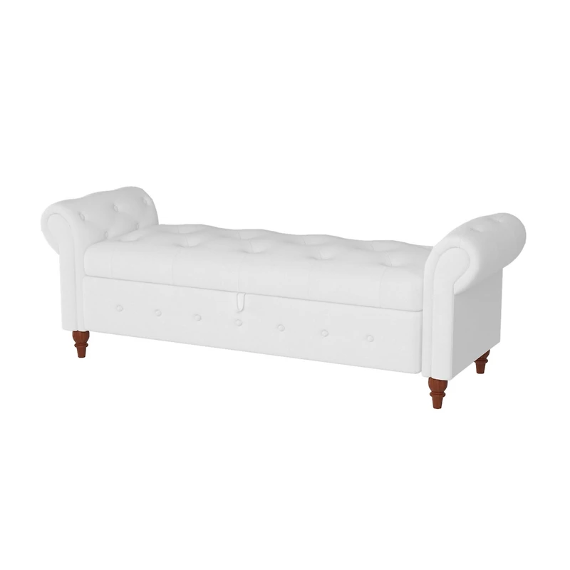 Streamdale Furniture 63" Bed Bench Cream White Fabric