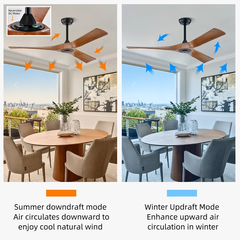Streamdale Furniture Modern 52" Ceiling Fan with Remote Control, Reversible Motor