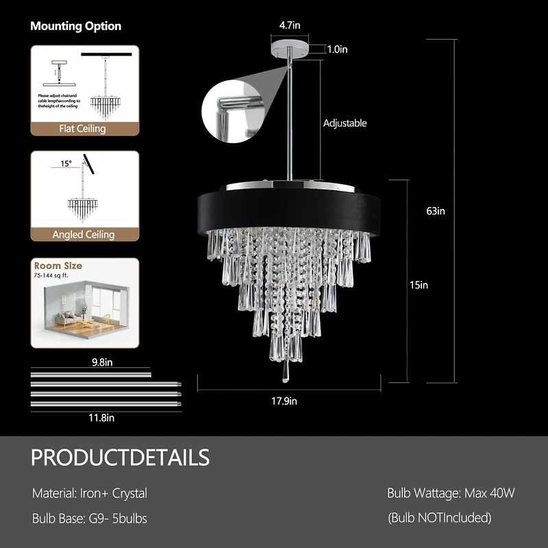 Streamdale Crystal Chandelier Round Luxury Lamp
