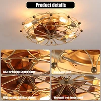 Streamdale Low-Profile Caged Ceiling Fan with Remote