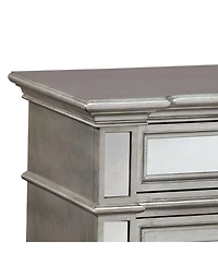 Simplie Fun Glam Silver Nightstand with Mirror Accents and Crystal-like Drawer Pulls