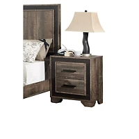 Simplie Fun Oak Finish 1 Piece Nightstand Paper Veneer Bedroom Furniture 2-Drawers Bedside Table
