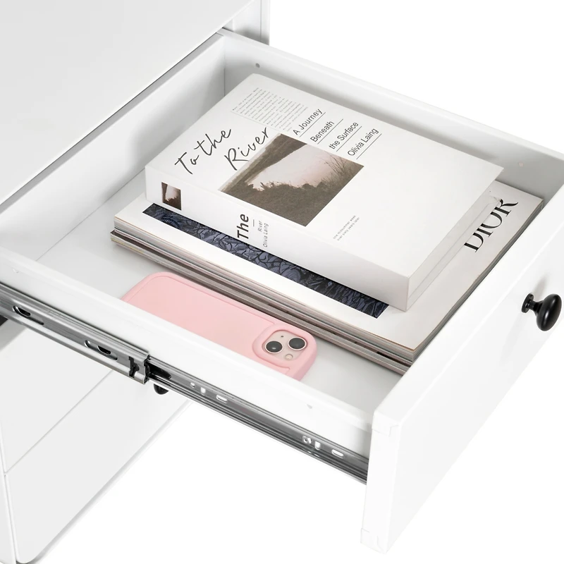 Simplie Fun 3-Drawer Steel Nightstand for Bedroom/Living Room