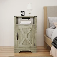 Streamdale Furniture Rustic Farmhouse End Table with Charging Station