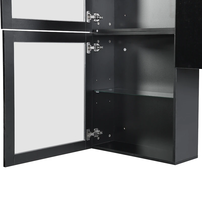Streamdale High Gloss Tv Stand with Wall Mounted Cabinets