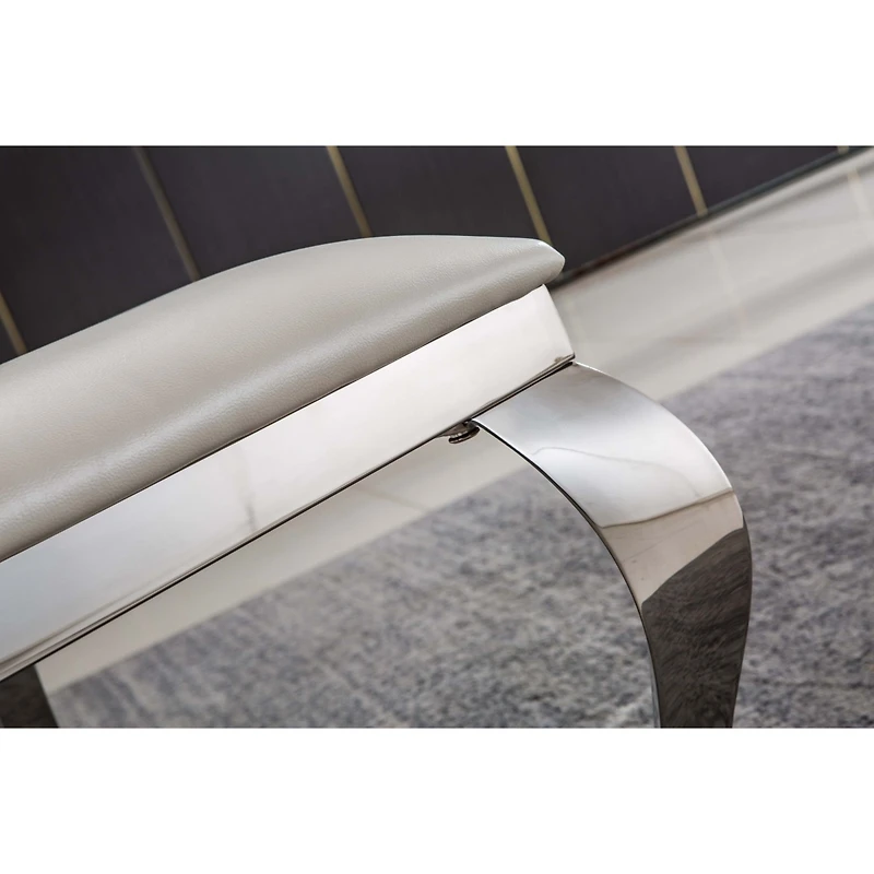 Streamdale Furniture Leatherette Dining Chair With Oval Backrest Set Of 2, Stainless Steel Legs