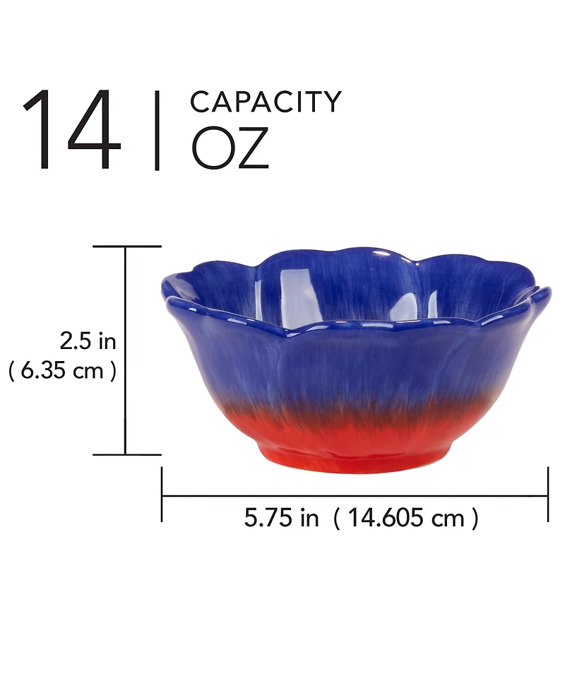 Certified International Poppy 3-d Flower Set of 4 Ice Cream Bowls