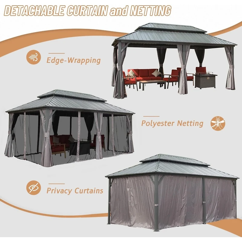Streamdale 12' X 20' Hardtop Gazebo, Aluminum Metal Gazebo