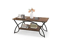 Slickblue 2-Tier Faux Marble Coffee Table with Marble Top and Metal Frame