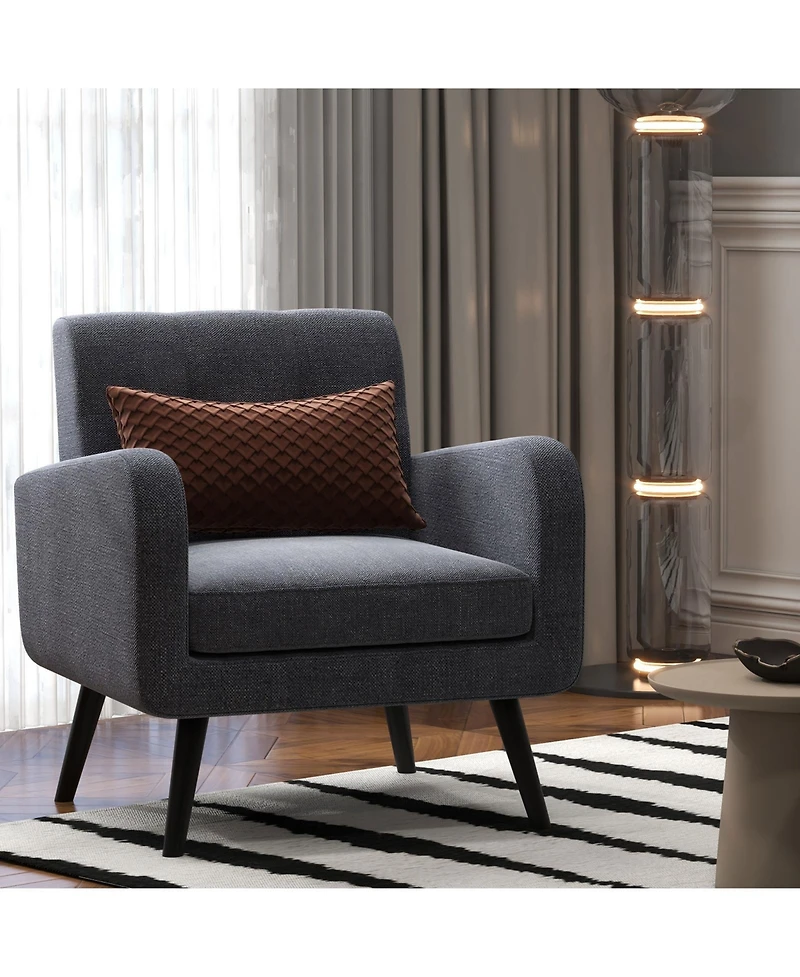 Slickblue Modern Upholstered Comfy Accent Chair Single Sofa with Rubber Wood Legs