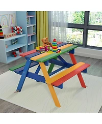 Slickblue Outdoor 4-Seat Kid's Picnic Table Bench with Umbrella