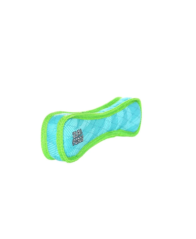 DuraForce Bone Tiger Blue-Green, 2-Pack, Durable Plush Squeaky Dog Toys