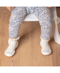 Komuello Infant Girl Breathable Washable Non-Slip Sock Shoes Lace trim - Off White