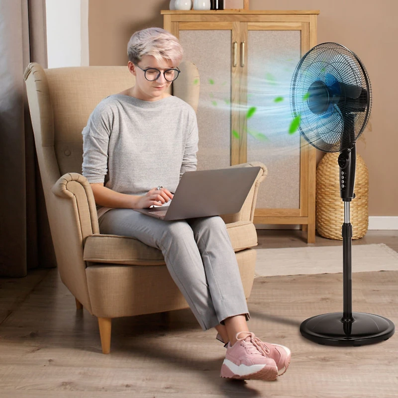 Adjustable Height Oscillating Fan with Quiet Operation for Home or Office Use