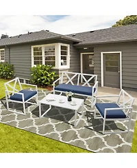 Slickblue 4 Pieces Outdoor Conversation Set with Sturdy Steel Frame