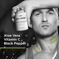 Amen Sea Moss Supplement - 1000mg Organic Irish Sea Moss, Bladderwrack, Burdock - Vitamin C, Aloe Vera, Black Pepper