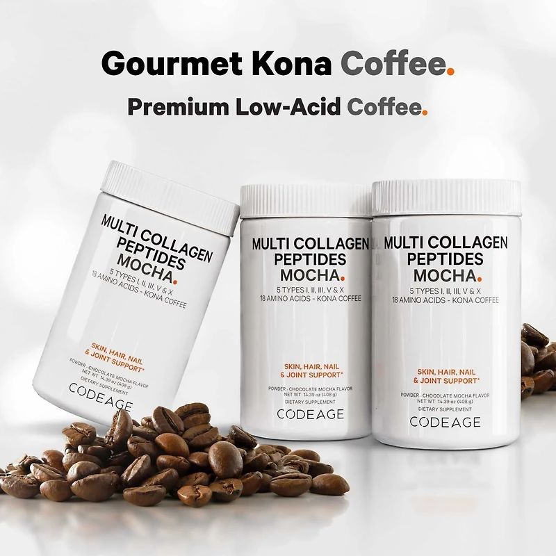 Codeage Multi Collagen Peptides Protein Powder - Chocolate Mocha Instant Coffee - Gourmet Knoa Coffee Drink & Shake