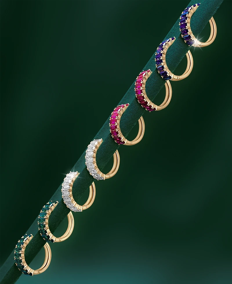 Audrey by Aurate Nano Emerald Color Small Hoop Earrings (1-1/2 ct. t.w.) Gold Vermeil, (Also White Sapphire Color, Ruby &