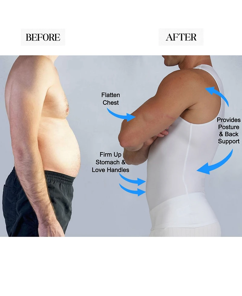 Instaslim Men's Power Mesh Compression Sleeveless Crewneck Shirt