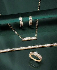 Audrey by Aurate Nano Emerald Color Baguette Bar Pendant Necklace (1 ct. t.w.) Gold Vermeil, 17" (Also White Sapphire Color, Ruby Colo