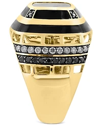 Effy Men's Onyx & Black Diamond (1/4 ct. t.w.) & Espresso Diamond (1/3 ct. t.w.) Ring in 14k Gold