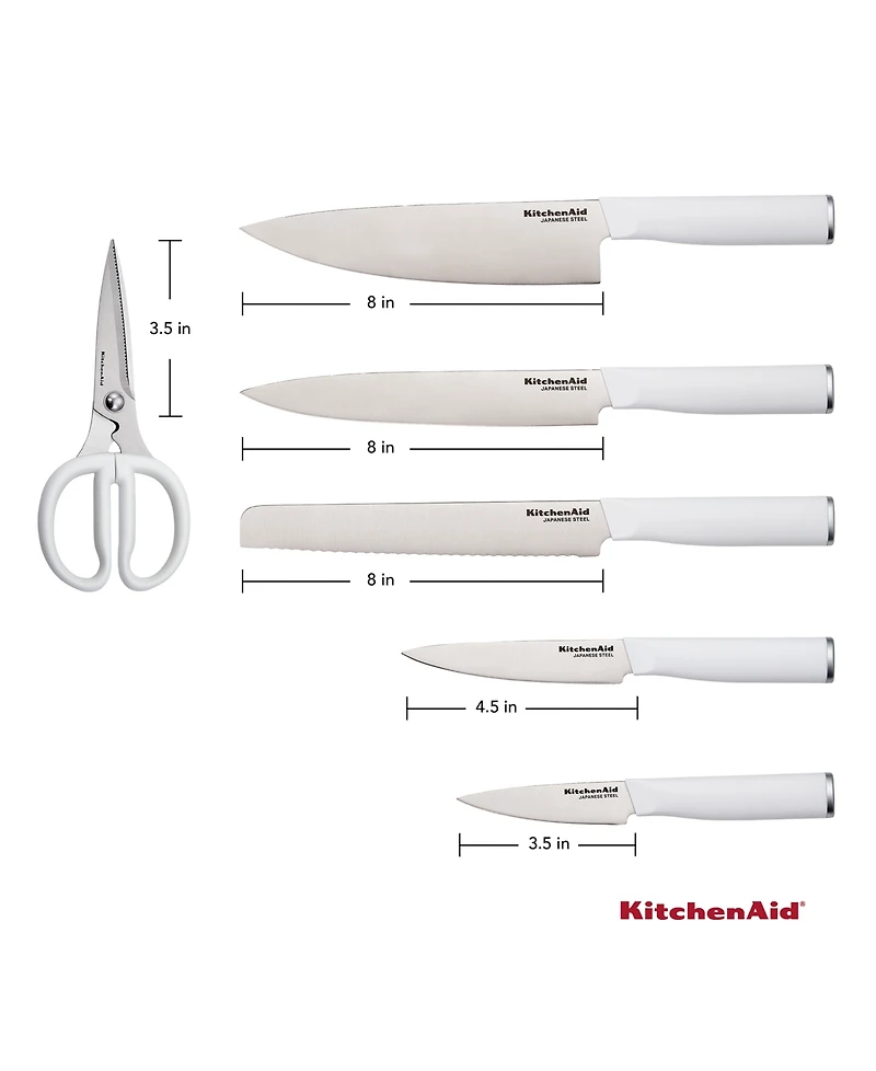 KitchenAid Classic 7-Pc. Japanese Steel Knife & Sharpener Block Set