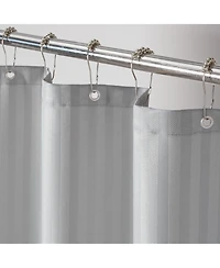Host & Home Damask Shower Curtain Set with 12 Metal Rolling Rings, Weighted Hem, Rust-Proof Grommets, Fine 100% Polyester Yarn, 72x72, Three Proof Tre