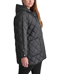Dkny Plus Hooded Toggle-Front Quilted Coat