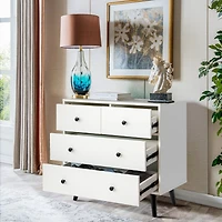 Sugift 4 Drawers Dresser Chest of Drawers Free Standing Sideboard Cabinet