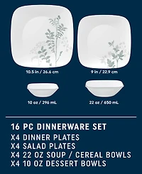 Corelle Amalie 16 Pc. Dinnerware Set, Service for 4