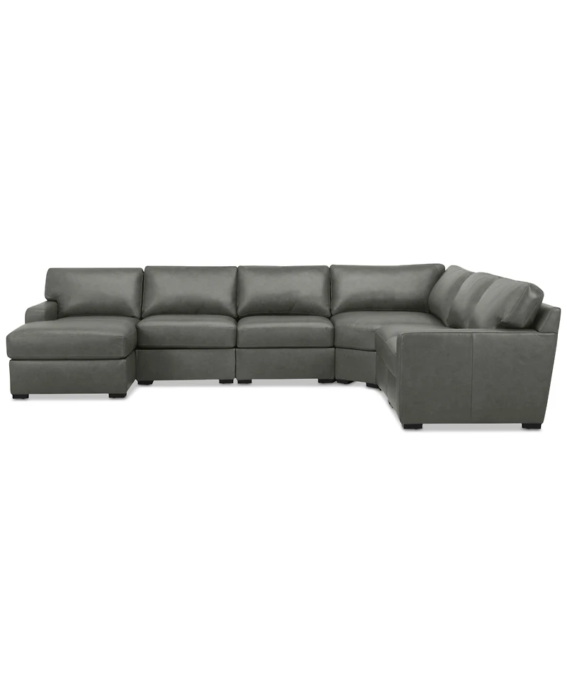 Radley 141" 6-Pc. Leather Wedge Modular Chaise Sectional, Created for Macy's