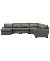 Radley 141" 6-Pc. Leather Wedge Modular Chaise Sectional, Created for Macy's