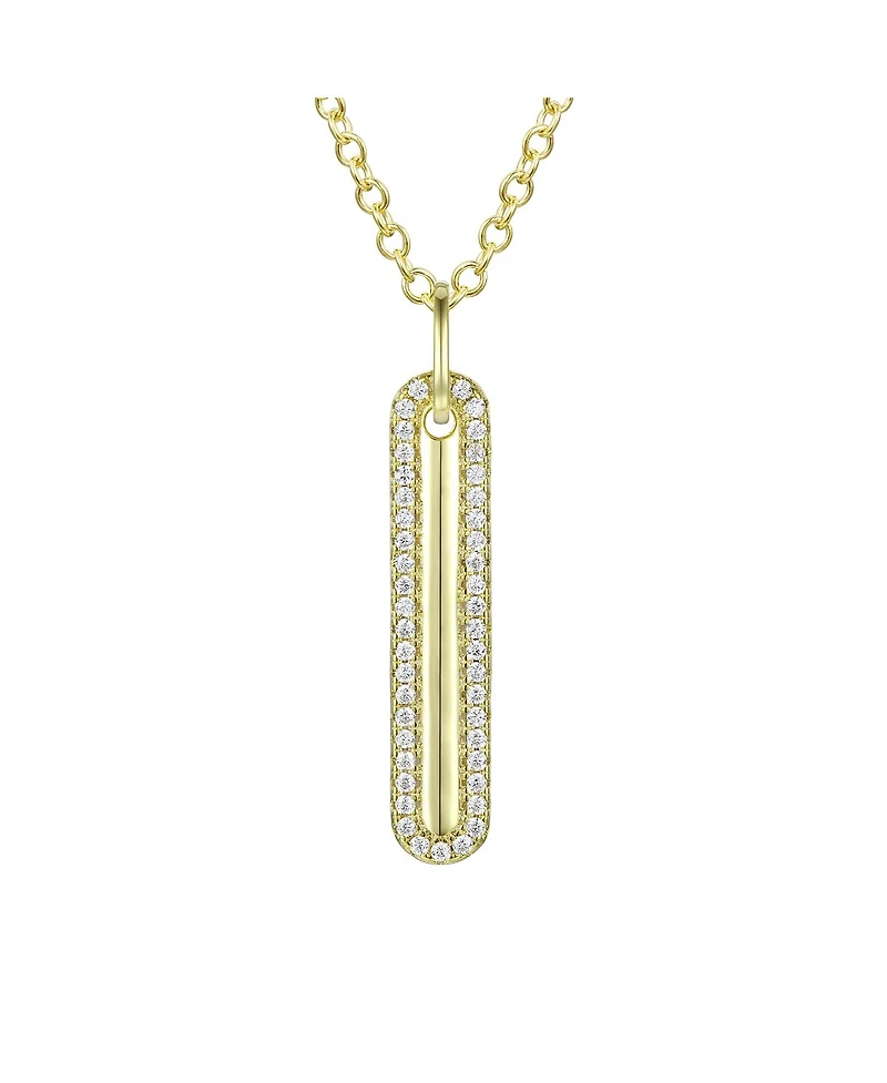 Sterling Silver Cubic Zirconia Long Pendant Necklace
