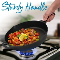 Heavy Duty Pre-Seasoned 12 Inch Iron Cast Skillet for Indoor & Outdoor Cooking - Grill, Stovetop, Induction, Oven & Campfire Safe