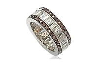 Suzy Levian Sterling Silver Cubic Zirconia Baguette Modern Eternity Band