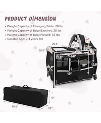 Slickblue Kids 4 in 1 Portable Pack and Play Nursery Center with Bassinet