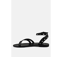 Oprah Womens Studs Embellished Flat Sandals