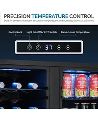 Newair Shadow Series Wine Cooler Refrigerator 18 Bottles & 59 Cans Dual Temperature Zones in Black