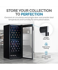 Newair Freestanding 98 Bottle Dual Zone Compressor Wine Fridge with Low-Vibration Ultra-Quiet Inverter Compressor, Adjustable Racks and Exterior Digit