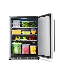Newair 24" 5.3 Cu. Ft. Commercial Stainless Steel Built-in Beverage Refrigerator, Steel Interior, Weatherproof and Outdoor Rated