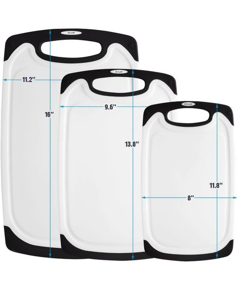 3 Piece Set Non Slip Kitchen Cutting Board With Juice Groove