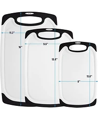 3 Piece Set Non Slip Kitchen Cutting Board With Juice Groove