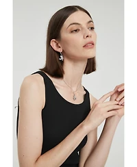 Pave Butterfly Dangle Drop Hoop Earrings